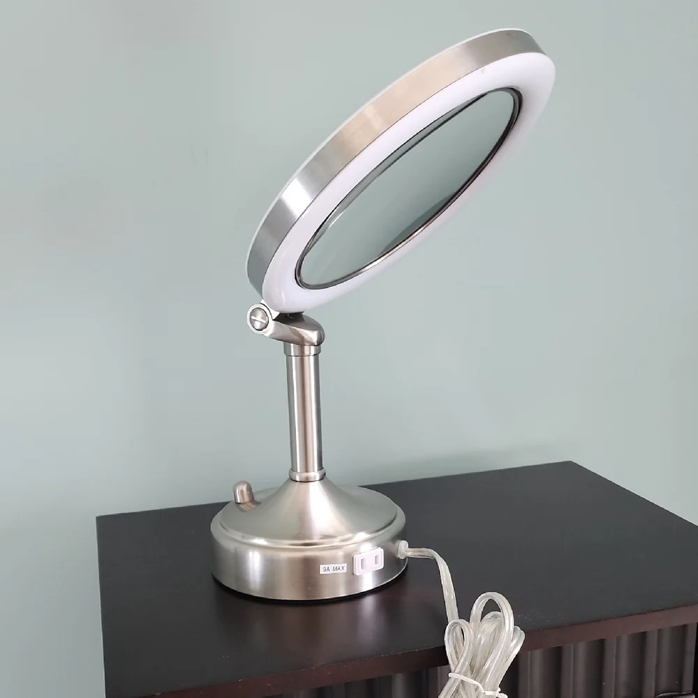 Brushed Nickel LED Vanity Mirror with White Light Ring